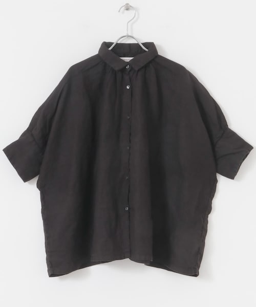 かぐれ(カグレ)の「Honnete Half-Sleeve Gather Shirts(シャツ/ブラウス・レディース・Ice Grey/Coral/Bk Choco・one)」の1枚目の写真