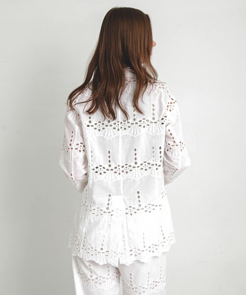 URBAN RESEARCH Sonny Label（アーバンリサーチサニーレーベル）の「コットンレースジャケット（テーラードジャケット・レディース・ブラック/オフ・FREE）」の8枚目の写真