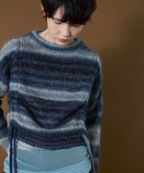 THE GOODLAND MARKET（ザグッドランドマーケット）の「cwtch　PSYCHEDELIC KNIT TOPS（ニット/セーター・レディース・NAVY/YELLOW・Free）」の4枚目の写真