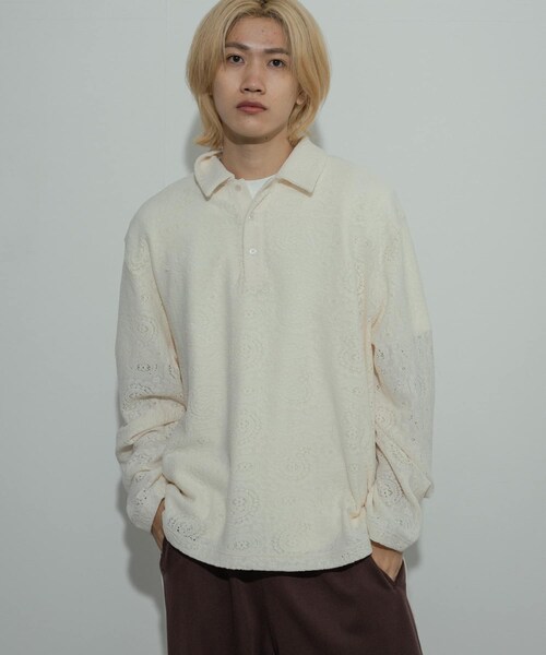 SENSE OF PLACE by URBAN RESEARCH（センスオブプレイスバイアーバンリサーチ）の「シアーペイズリーポロシャツ（ポロシャツ・メンズ・IVORY/CHARCOAL/BROWN・M/L）」の7枚目の写真