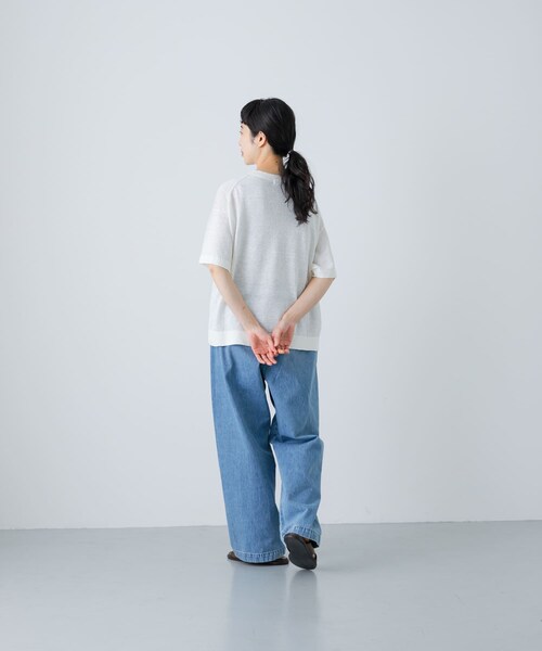 かぐれ（カグレ）の「リネン半袖クルーネックニット（ニット/セーター・レディース・NATURAL/OFF/BLACK・FREE）」の11枚目の写真