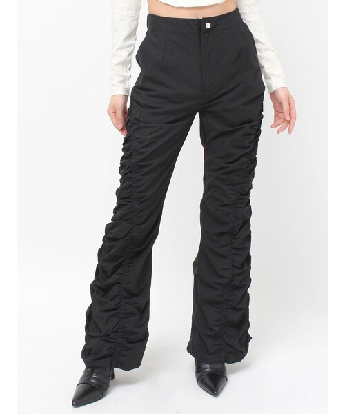 EVRIS（エヴリス）の「ギャザーフレアパンツ（その他パンツ・レディース・ブラック/ブラウン・S/M）」の3枚目の写真