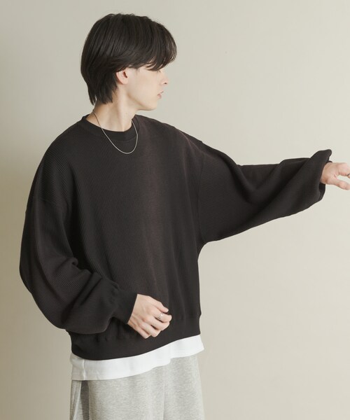 SENSE OF PLACE by URBAN RESEARCH(センスオブプレイスバイアーバンリサーチ)の「フェードワッフルバルーンスウェット(スウェット・メンズ・BLACK/BROWN/BLUE・M/L)」の11枚目の写真