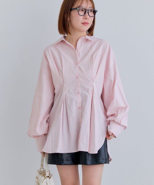 VIS（ビス）の「【WEB限定】ウエストタックシャツ（シャツ/ブラウス・レディース・ホワイト/ブルー系/ピンク/イエロー・F）」の22枚目の写真