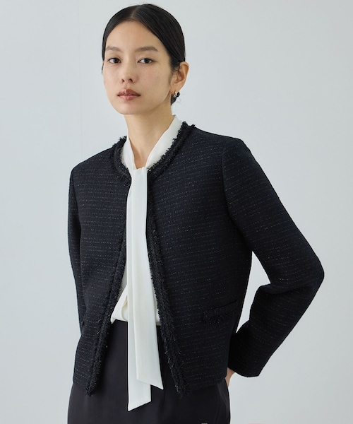 ROPE'（ロペ）の「ミックスツイードノーカラージャケット/26SS（ノーカラージャケット・レディース・ブラック系/オフホワイト/ネイビー・36/38/40）」の22枚目の写真