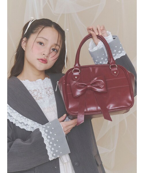 merry jenny（メリージェニー）の「bow ribbon gift bag（ハンドバッグ・レディース・ブラック/レッド/ブルー/ブラウン・F）」の7枚目の写真