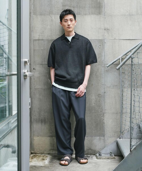 URBAN RESEARCH DOORS(アーバンリサーチドアーズ)の「『洗濯可/UVカット』『URTECH』Aircare ショートスリーブニットポロ(ニット/セーター・メンズ・BLACK/GRAY・M/L/XL)」の10枚目の写真