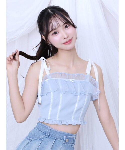 EATME（イートミー）の「ショルダーリボンベアビスチェ（キャミソール・レディース・オフホワイト/グリーン/ブルー・F）」の5枚目の写真