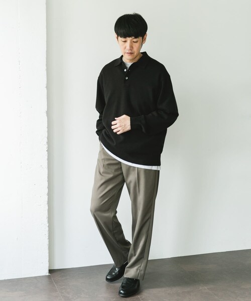 URBAN RESEARCH DOORS（アーバンリサーチドアーズ）の「『XLサイズ/WEB限定/仁村紗和さん着用』『UR TECH 200日ニット』 ポロシャツ（ポロシャツ・メンズ・L/GRY/BROWN/BLACK/BLUE GREEN・M/L/XL）」の6枚目の写真