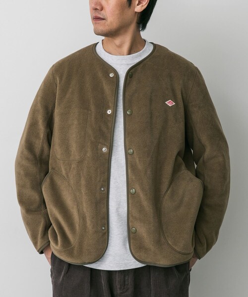 URBAN RESEARCH DOORS（アーバンリサーチドアーズ）の「DANTON　FLEECE COLLARLESS JACKET（ノーカラージャケット・メンズ・BLACK/MARBLE/DK GREY/C GREY/KHAKI/GREEN/DK ORANGE・40/42/44）」の5枚目の写真