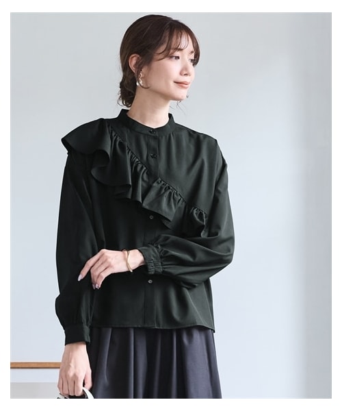 nissen（ニッセン）の「＜大きいサイズ＞フリルデザインシャツ（シャツ/ブラウス・レディース・ライトカーキ/黒・L/LL/3L/4L/5L/6L/8L/10L）」の16枚目の写真