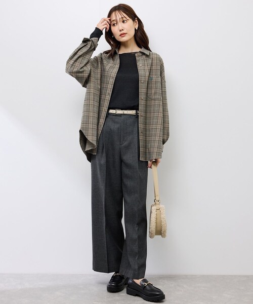 ROPE' PICNIC(ロペピクニック)の「スリートーンツイードワイドパンツ/セットアップ対応(スラックス・レディース・チャコール/ダークブラウン・L/M/S)」の9枚目の写真