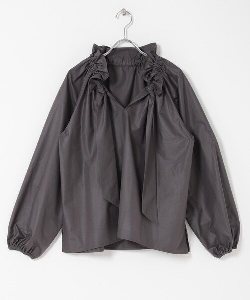 URBAN RESEARCH ROSSO（アーバンリサーチロッソ）の「フリルネックシャツブラウス（シャツ/ブラウス・レディース・WHITE/L/PURPLE/CHARCOAL・Free）」の7枚目の写真