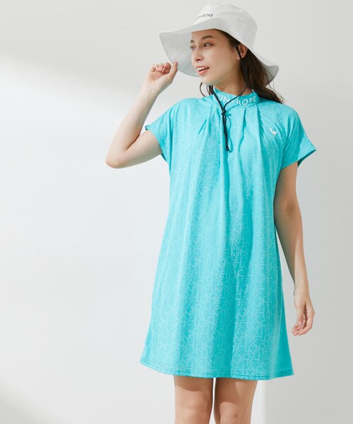 ROPE'(ロペ)の「【UV】【吸水速乾】ロゴジャガードモックネックワンピース(ワンピース・レディース・ブラック/ライトグリーン/ピンク・L/M/S)」の12枚目の写真