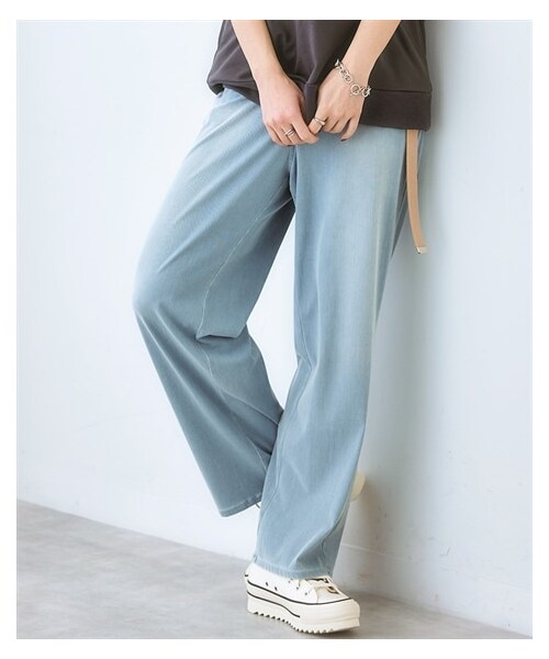 nissen（ニッセン）の「＜大きいサイズ＞ よく伸びるひんやりニットデニムパンツ（ゆったりヒップ）（接触冷感）（パンツ・レディース・ライトブルー/インディゴブルー・L/LL/3L/4L/5L/6L/8L/10L）」の8枚目の写真