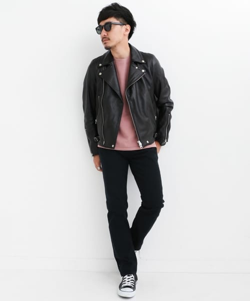 URBAN RESEARCH Sonny Label（アーバンリサーチサニーレーベル）の「SEVESKIG　別注GOAT SKIN S-RIDERS JACKET（ライダースジャケット・メンズ・BLACK・S/M）」の4枚目の写真