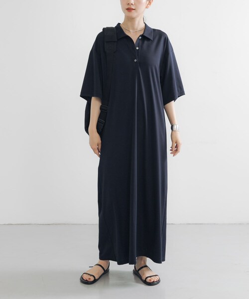 URBAN RESEARCH（アーバンリサーチ）の「レーヨンナイロンシャツカラーワンピース（ワンピース・レディース・BORDEAUX/NAVY・FREE）」の6枚目の写真