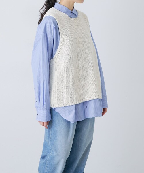 かぐれ（カグレ）の「コットンローゲージニットベスト（ベスト・レディース・IVORY・Free）」の2枚目の写真