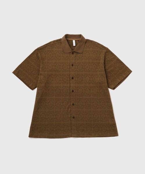 ADAM ET ROPE'(アダムエロペ)の「メッシュジャガードポロニットシャツ(ポロシャツ・メンズ・ブラック/ライトグレー/キャメル系・L/M)」の12枚目の写真