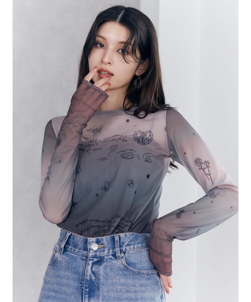 MURUA（ムルーア）の「オリジナルアートシアートップス（Tシャツ/カットソー・レディース・ブラック・F）」の21枚目の写真