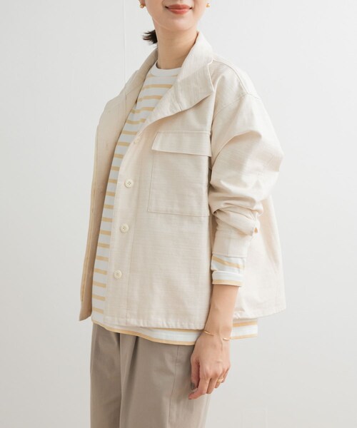 URBAN RESEARCH DOORS(アーバンリサーチドアーズ)の「ミリタリースタンドカラージャケット(ミリタリージャケット・レディース・NATURAL/KHAKI・M)」の14枚目の写真