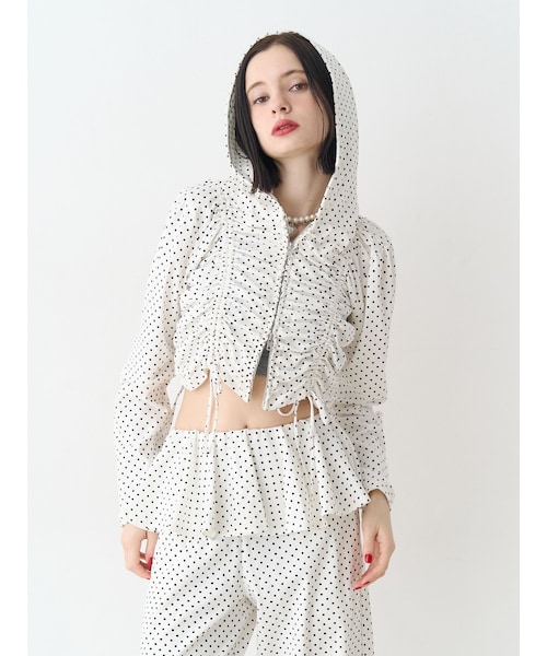 jouetie（ジュエティ）の「ギャザージップフーディ【セットアップ対応】（その他トップス・レディース・オフホワイト/ブラック/ネイビー・M）」の5枚目の写真