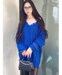 GYDA | CUFF RINGチェーン Vネックグラインダーニットトップス(ニット/セーター)