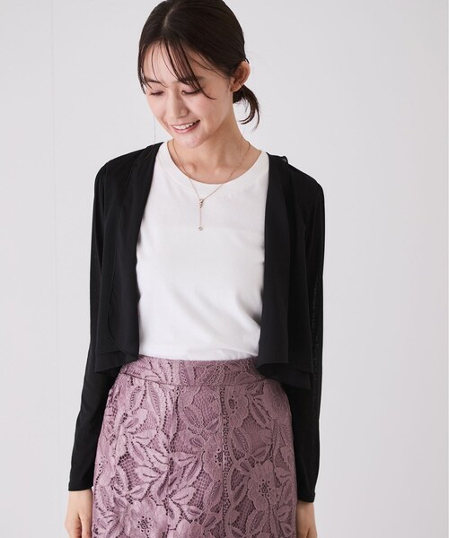Jayro(ジャイロ)の「前開き羽織カーディガン(カーディガン/ボレロ・レディース・ブラック/ホワイト系・M)」の6枚目の写真