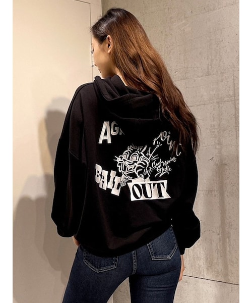 GYDA（ジェイダ）の「CALL BUNNY BIGスウェットパーカー（パーカー・レディース・ピンク/ブラック/ライトグレー/アイスブルー・F）」の4枚目の写真