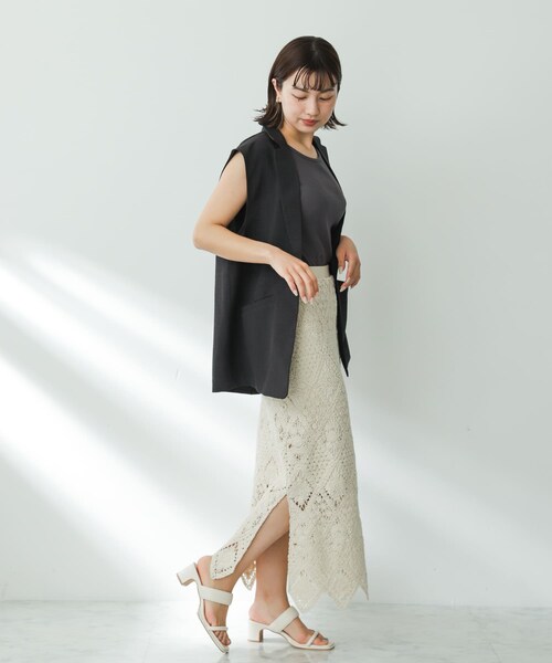 SENSE OF PLACE by URBAN RESEARCH（センスオブプレイスバイアーバンリサーチ）の「クロシェナロースカート（スカート・レディース・IVORY/BRICK/CHARCOAL・S/M）」の20枚目の写真