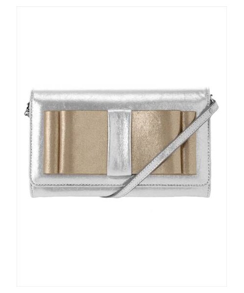 【GDS】 ダブルリボンクラッチBAG（シルバー）