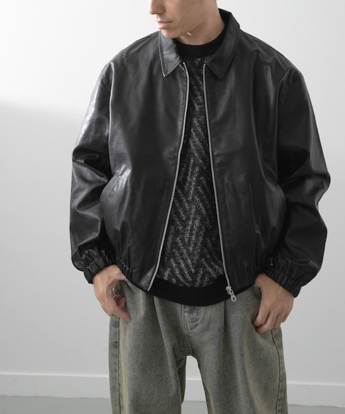 ITEMS URBANRESEARCH（アイテムズ アーバンリサーチ）の「F.L. ジップアップ ジャケット（ライダースジャケット・メンズ・BLK/FADED BLK/BRN/FADED BRN・M/L）」の9枚目の写真