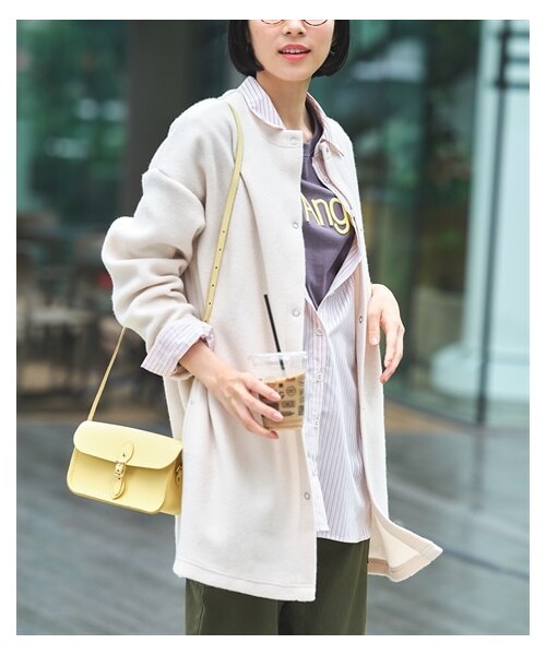 nissen（ニッセン）の「大きいサイズ フェイクスライバーノーカラージャケット（ジャケット/アウター・レディース・ソフトターコイズ/モカ/黒/アイボリー・L~LL相当/3L~4L相当/5L~6L相当/8L相当/10L相当）」の6枚目の写真