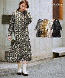 nissen | ＜大きいサイズ＞ ゆるシルエット切替デザインプリントワンピース(ワンピース)