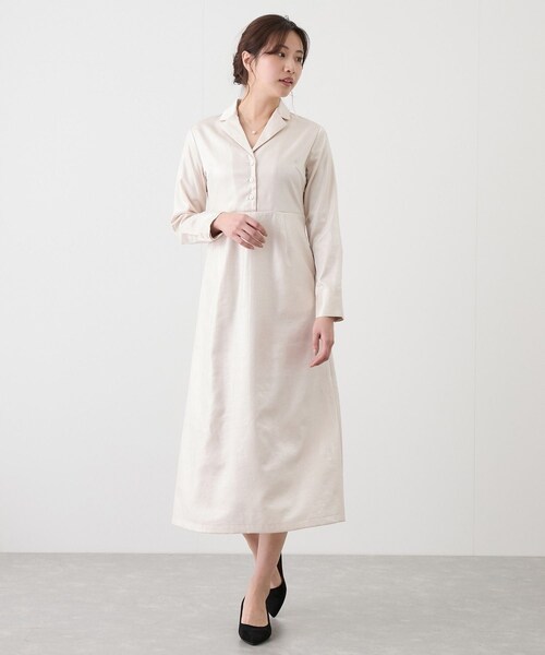 Jayro（ジャイロ）の「開衿Iラインワンピース（ワンピース・レディース・チャコール/キナリ/ベージュ・M）」の12枚目の写真