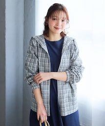 nissen | ＜大きいサイズ＞さらっとサッカー素材フードジップパーカー(パーカー)