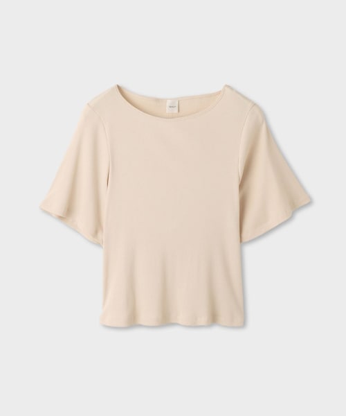 ROPE'(ロペ)の「【一部店舗限定】【REALM(レルム)】HALF-SLEEVE T-SHIRT|5分袖カットソー 26SS(ニット/セーター・レディース・ブラック/オフホワイト/ワイン・38)」の1枚目の写真