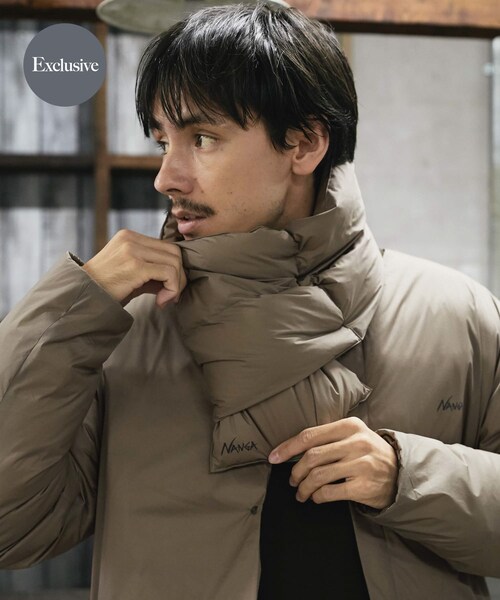 URBAN RESEARCH DOORS（アーバンリサーチドアーズ）の「『別注』NANGA×DOORS　DOWN MUFFLER（マフラー・メンズ・Dark Brown/Ivory/Silverblue/Mocha/New Black/Black・-）」の6枚目の写真