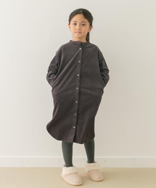 URBAN RESEARCH DOORS（アーバンリサーチドアーズ）の「『親子リンク』『UR TECH』コーデュロイシャツワンピース(KIDS)（ワンピース・キッズ・GREIGE/GRAY/MUSTARD・105/120/135）」の5枚目の写真