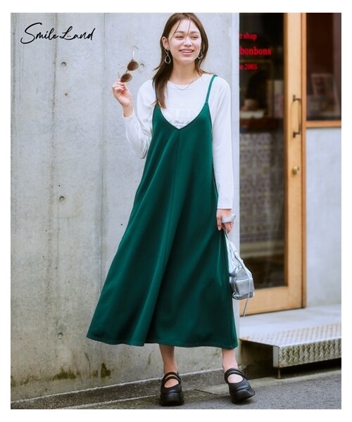 nissen（ニッセン）の「＜大きいサイズ＞ ロングキャミワンピース（ワンピース・レディース・黒/モカ/ダークグリーン・L/LL/3L/4L/5L/6L/8L/10L）」の2枚目の写真