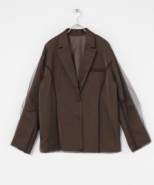 KBF（ケイビーエフ）の「サテンチュールジャケット（テーラードジャケット・レディース・BEIGE/BROWN・One）」の13枚目の写真