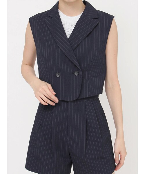 MURUA（ムルーア）の「ショートテーラードジレ（ベスト・レディース・グレー/ブラック/ネイビー/モカ/オレンジ・F）」の9枚目の写真