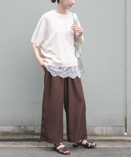 ITEMS URBANRESEARCH(アイテムズ アーバンリサーチ)の「『洗濯可』ニットTシャツ(ニット/セーター・レディース・OFF/BLK/CHA/GRN/ORG・Free)」の11枚目の写真