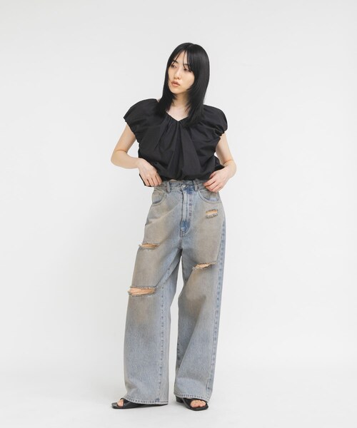 KBF（ケイビーエフ）の「マッドクラッシュデニム（デニムパンツ・レディース・KHAKI/BLUE・36/38）」の17枚目の写真