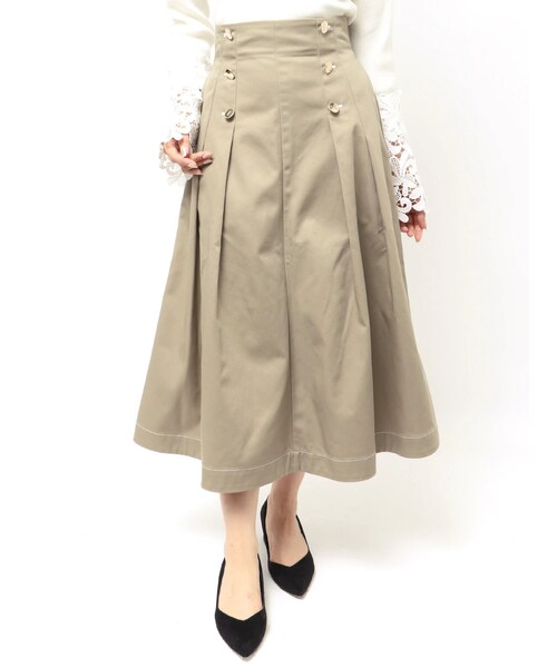 TONAL（トーナル）の「【Dickies別注】マリンタックフレアスカート（スカート・レディース・グレー/ダークグリーン/ネイビー/ブラウン/ベージュ/ダークブラウン・S/M）」の2枚目の写真