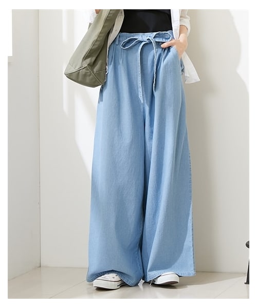 nissen（ニッセン）の「【産前・産後】綿１００％デニム　ウエストリボンワイドパンツ（マタニティウェア/グッズ・レディース・ネイビー/ブルー・マタニティM/マタニティL/マタニティLL/マタニティ3L/マタニティ4L/マタニティ5L/マタニティ6L）」の10枚目の写真