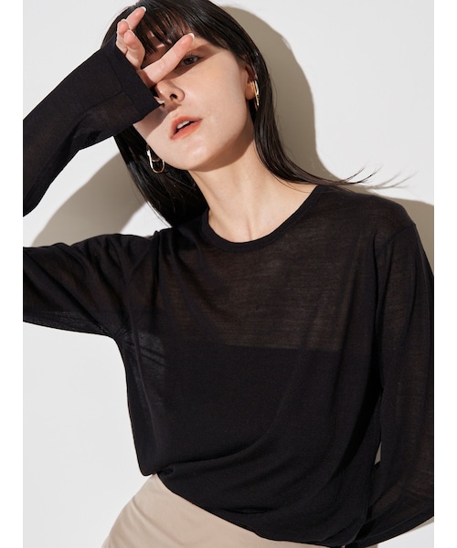 ELENDEEK(エレンディーク)の「WOOL SHEER LONG-T KT(ニット/セーター・レディース・オフホワイト/ブラック/ピンク/イエロー/ブルー・F)」の6枚目の写真