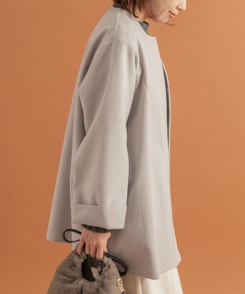 URBAN RESEARCH Sonny Label（アーバンリサーチサニーレーベル）の「ニットメルトンミドルコート（ノーカラージャケット・レディース・GRAY/NAVY/ECRU・FREE）」の19枚目の写真