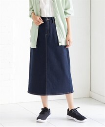 nissen | 大きいサイズすごのびストレッチデニムスカート（ゆったりヒップ）(デニムスカート)