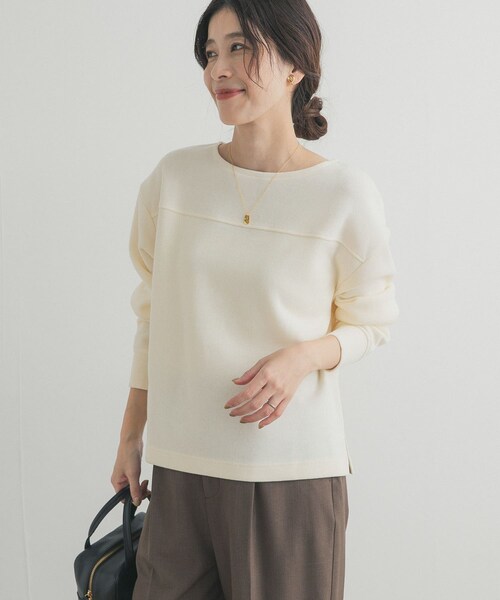 URBAN RESEARCH DOORS（アーバンリサーチドアーズ）の「『UR TECH』ボートネックプルオーバー（Tシャツ/カットソー・レディース・IVORY/PISTACHIO/BLACK・M）」の5枚目の写真